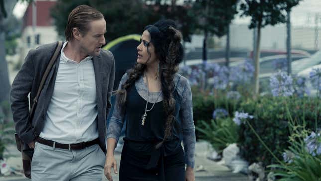 What’s real (and what isn’t) becomes increasingly unclear in Bliss, starring Owen Wilson and Salma Hayek.