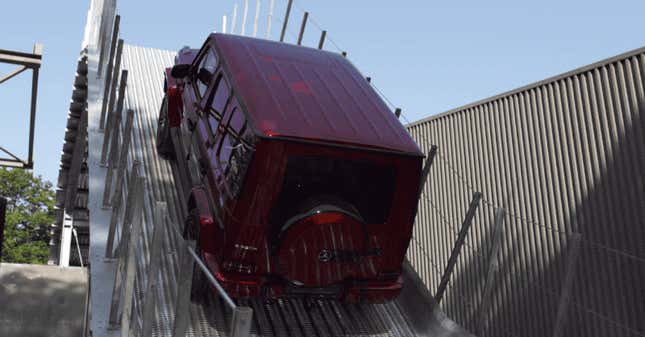 How The 2019 Mercedes G550 Can Actually Climb Up A 100 Percent Incline