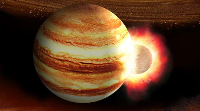 Artist’s concept of a collision with Jupiter.