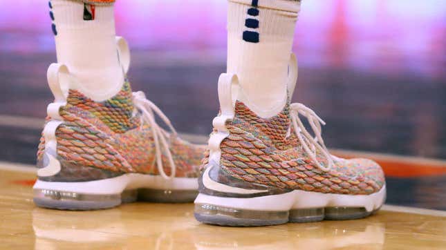 Nike LeBron 15 “cereal” sneakers worn by Michael Beasley of the New York Knicks in 2018