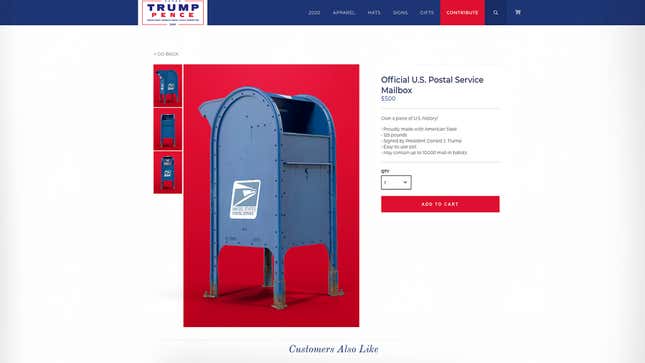 Image for article titled Trump Online Store Begins Selling Decommissioned USPS Mailboxes So Fans Can Own Piece Of History