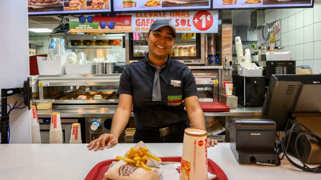 A Burger King employee in Madrid, Spain