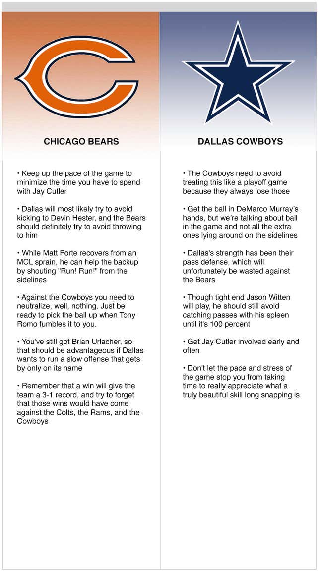 Image for article titled Bears vs. Cowboys
