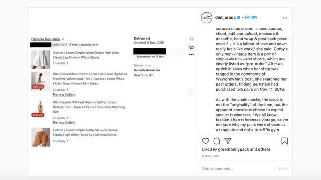 Image for article titled WeWoreWhat's Danielle Bernstein Accused of Attempting to Steal Yet Another Design From a Small Business