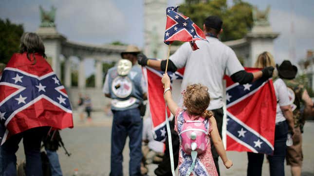  Supporters of Confederate heritage groups rally Aug. 19, 2018, in Richmond, Va., to protest plans to remove a statue honoring Jefferson Davis, president of the confederacy during the Civil War.