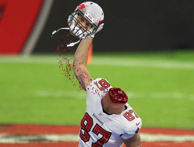 Image for article titled Gronk Rips Off Head, Spikes It On Ground