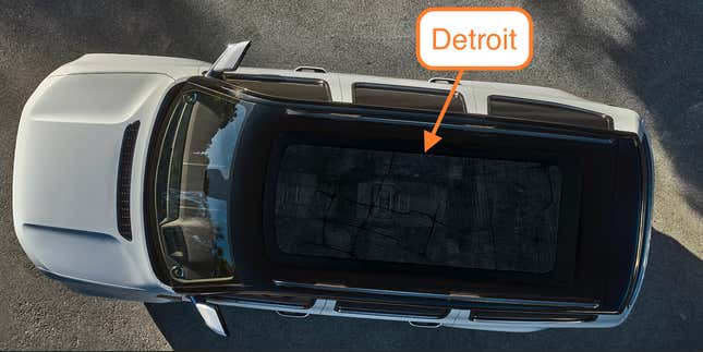 Image for article titled The New Jeep Wagoneer Will Apparently Have A Map Of Detroit Imprinted In Its Panoramic Roof
