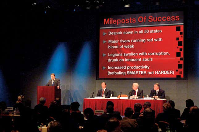 An official from the Department of Evil described their 2007 strategic action plan at a conference in January.