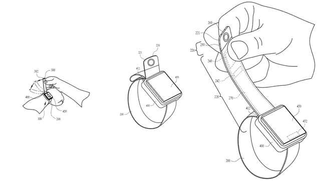 Imagen para el artículo titulado Apple patenta un reloj con cámara en la correa