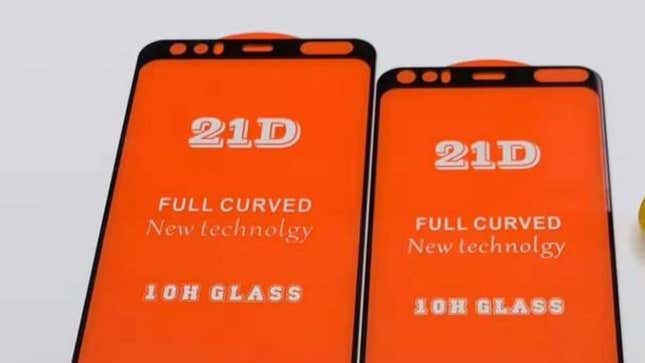 A leaked image purportedly of Pixel 3 screen protectors.