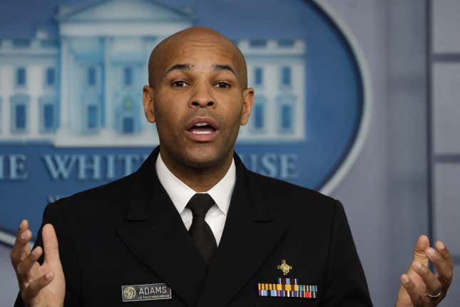 Image for article titled Surgeon General Jerome Adams Tells Black People to Lay Off Alcohol, Tobacco, and Drugs to Prevent COVID-19 Deaths: &#39;Do It for Your Big Mama&#39;