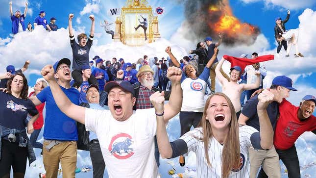 Image for article titled Millions Of Drunk Cubs Fans Rioting In Heaven Following World Series Win