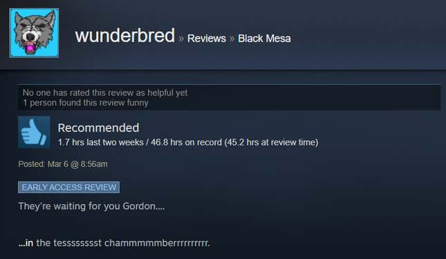 Image for article titled Black Mesa, As Told By Steam Reviews