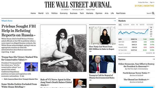 Image for article titled ‘Wall Street Journal’ Reintroduces Nudes After Failed Yearlong Experiment