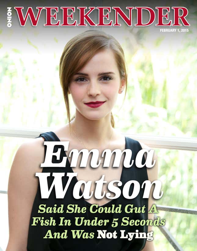 Image for article titled Emma Watson Said She Could Gut A Fish In Under 5 Seconds And Was Not Lying