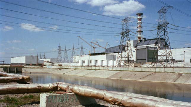 The ruined No. 4 reactor at Chernobyl nuclear power plant in 1987, some 14 months after the disaster. 