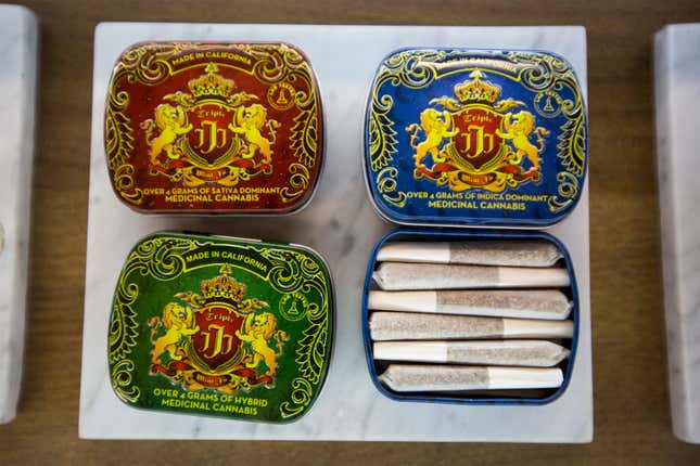 Cannabis products are displayed at MedMen on January 2, 2018 in West Hollywood, California.