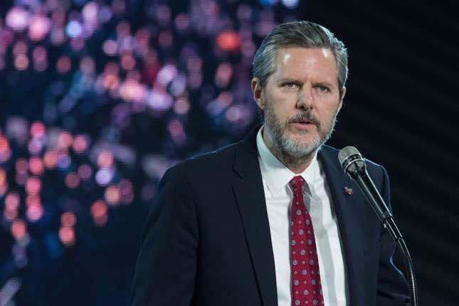 Image for article titled Jerry Falwell Jr. Reveals Blackface Mask Mocking Virginia’s Face Mask Requirement