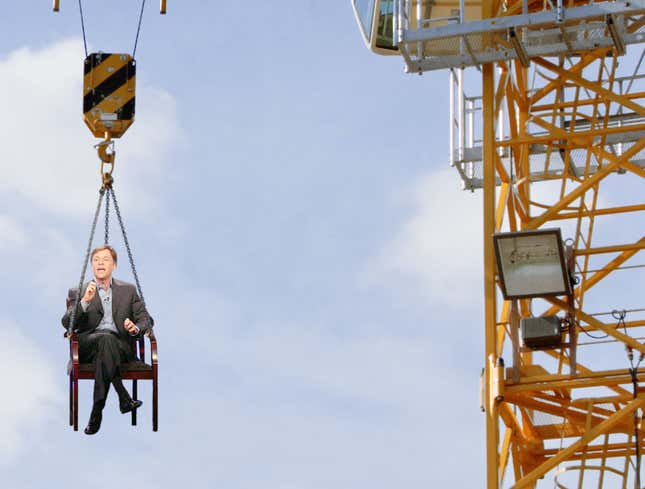 Image for article titled London Olympic Workers Use Crane To Lower Bob Costas In Front Of Crackling Fireplace