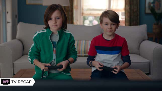 Billy and Tommy playing a video game.