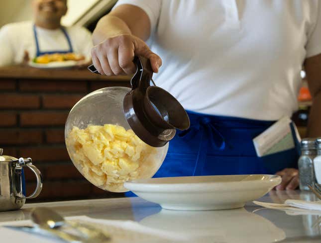 Image for article titled ‘Top You Off?’ Asks Diner Waitress, Tipping Carafe Full Of Scrambled Eggs Onto Customer’s Plate