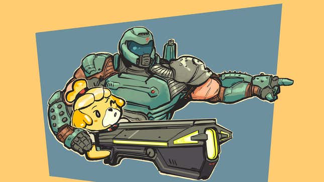 Image for article titled Doomguy And Isabelle Are Best Friends
