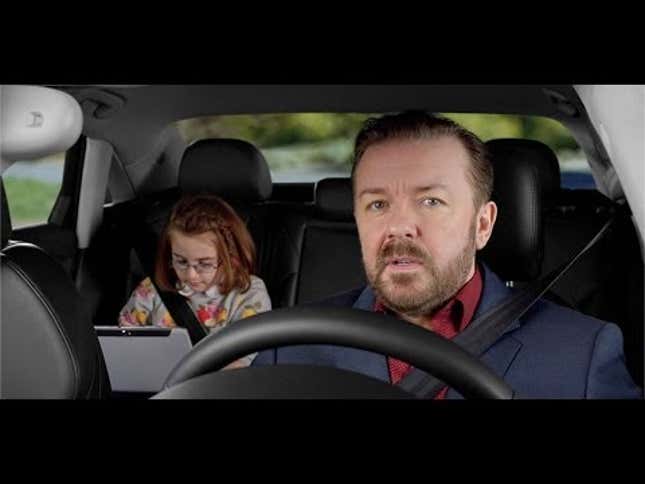 Ricky Gervais Is A 'Fang-Faced Wimp' Driving A 2015 Audi A3