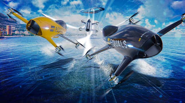 Imagen para el artículo titulado Como la F1, pero con coches voladores: así serán las carreras de drones tripulados de la Airspeed Series