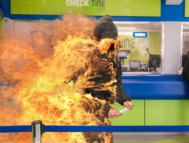 Image for article titled Banksy Hospitalized With Third-Degree Burns After Attempting To Cash Self-Destructing Check