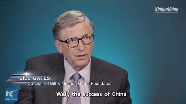 Image for article titled Chinese State Media Runs Facebook Ad With Bill Gates Talking About How Great China Is Doing