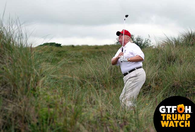 Image for article titled GTFOH Trump Watch: With Coronavirus Cases on the Rise, Trump Goes Golfing