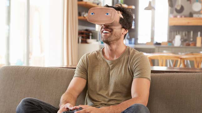 Image for article titled Sony Announces Discreet New Flesh-Colored VR Helmet That Blends In With Your Face