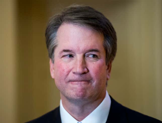 Image for article titled Blushing Brett Kavanaugh Admits He Flattered Christine Blasey Ford Never Forgot His Laugh