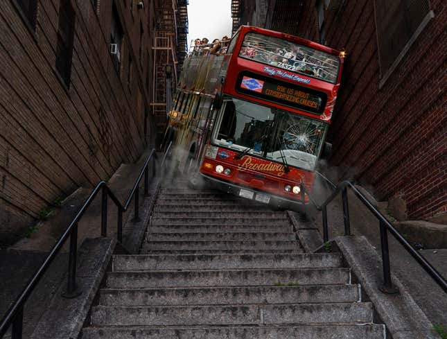 Image for article titled Bus Tour Takes Fans Down Iconic ‘Joker’ Stairs