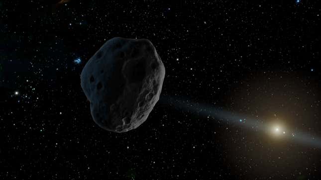 Artist’s depiction of an asteroid heading toward the inner Solar System. 