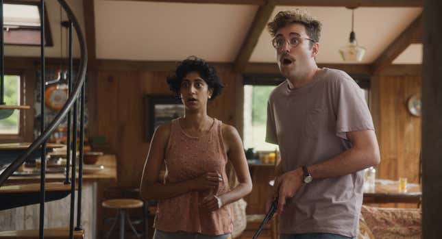 Sunita Mani and John Reynolds in Save Yourselves!