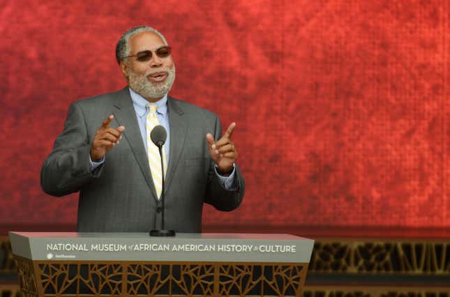 Lonnie G. Bunch III, founding director of the National Museum of African History and Culture, speaks during the dedication of the National Museum of African American History and Culture September 24, 2016.