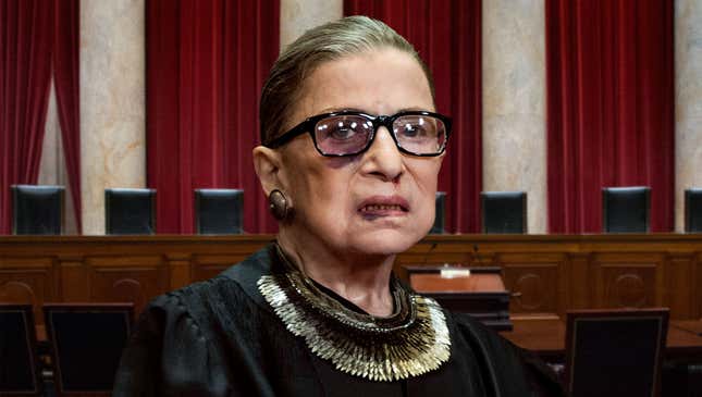 Image for article titled Ruth Bader Ginsburg Suspended For Next 10 Rulings Following Supreme Court Bench-Clearing Brawl