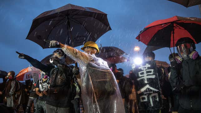 Protesters face off with police outside the Legislative Council Building after a school boycott rally in Central district on September 2, 2019