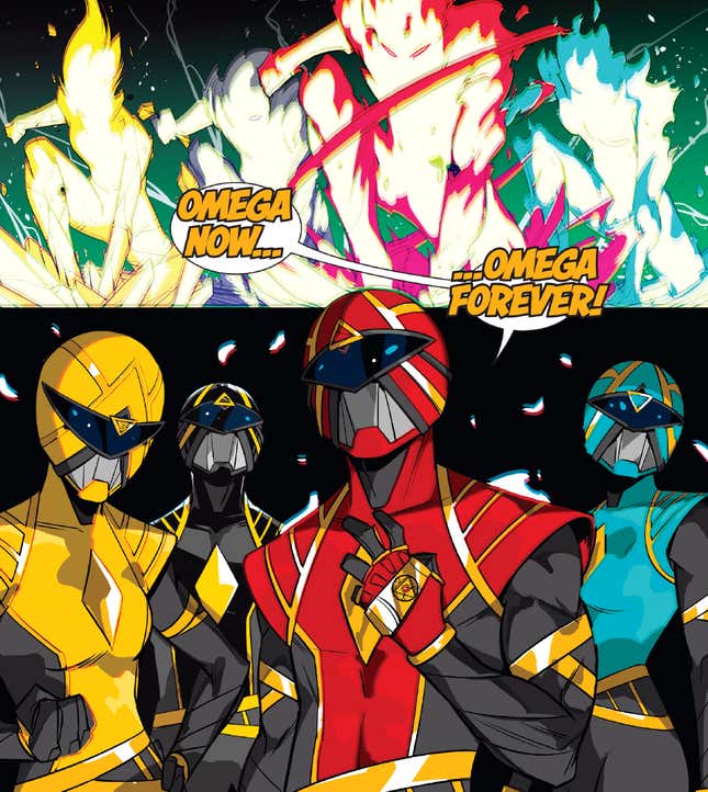 The Omega Rangers suit up in style.