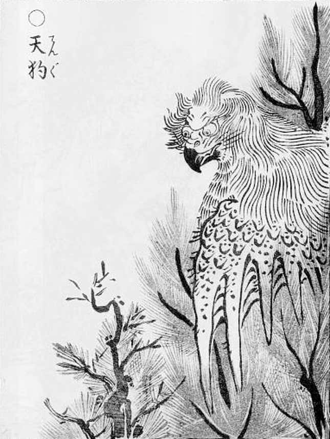 Tengu as a kite-like monster, from artist Toriyama Sekien’s Gazu Hyakki Yakō.