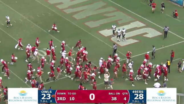 FAU Celebrates Game-Winning Hail Mary Catch, Until It's Overturned On Replay And They Lose