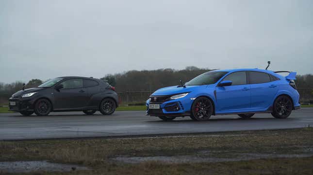 Image for article titled Watch How Close A Drag Race Between The Honda Civic Type R And New Toyota GR Yaris Ends Up