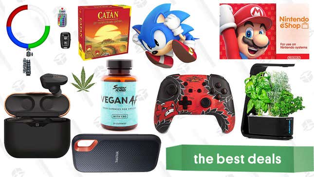 Image for article titled Tuesday&#39;s Best Deals: Sunday Scaries CBD Gummies, Sony Wireless Earbuds, Nintendo eShop Gift Cards, AeroGarden Sprout, Rainbow Ring Light Kit, and More