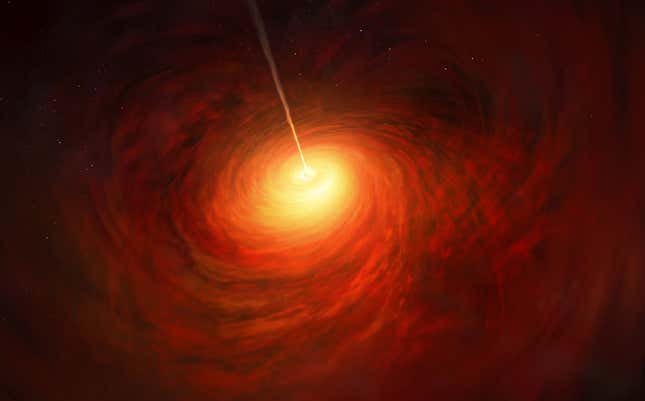 Interpretación artística del agujero negro en el centro de la galaxia M87.