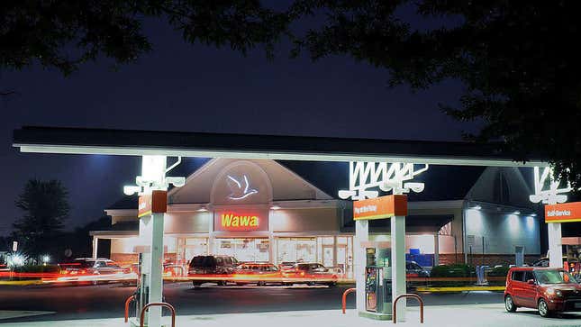Wawa convenience store with gas pumps
