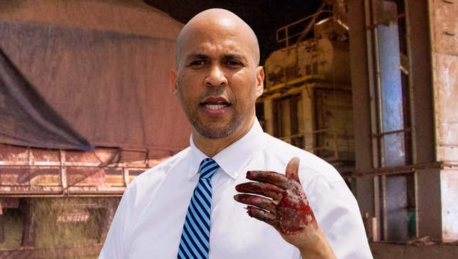 Image for article titled Cory Booker Tries To Relate To Rural Voters By Mangling Hand In Grain Auger