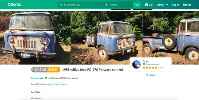 Image for article titled I'm Converting This Rusty 1958 Jeep FC-170 Into An Electric Off-Roader But It's Going To Be Brutal