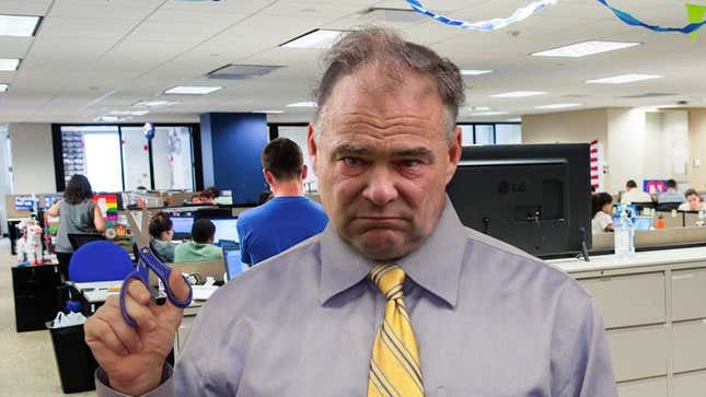 Image for article titled Teary-Eyed Tim Kaine Asks Clinton If His Hair Will Grow Back In Time For Election Day