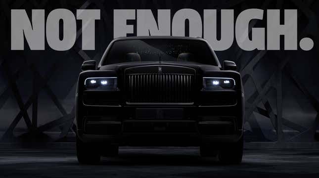 Image for article titled I Find The Rolls-Royce Cullinan Black Badge Completely Unable To Meet My Refined Taste